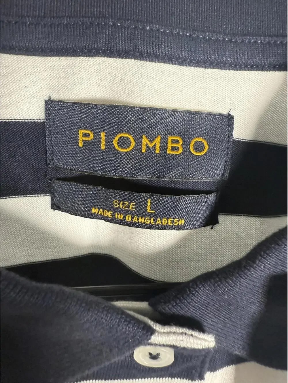 NWT Piombo White Blue Striped Polo Shirt Women's Size Large - Picture 6 of 10